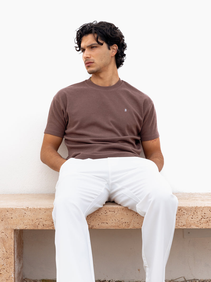 Aidan Relaxed Textured T-Shirt - Dark Brown