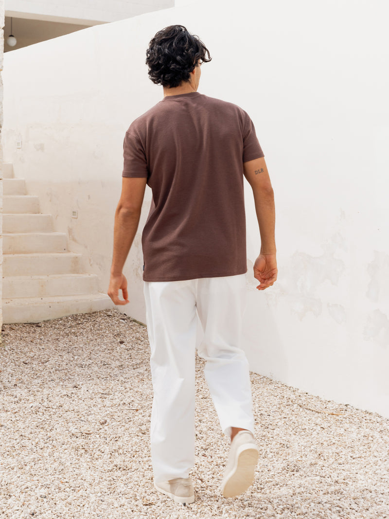 Aidan Relaxed Textured T-Shirt - Dark Brown