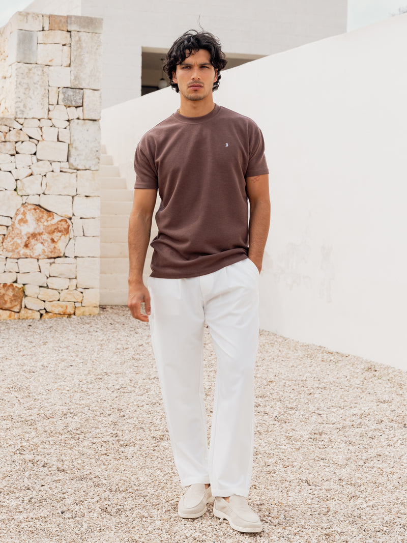 Aidan Relaxed Textured T-Shirt - Dark Brown