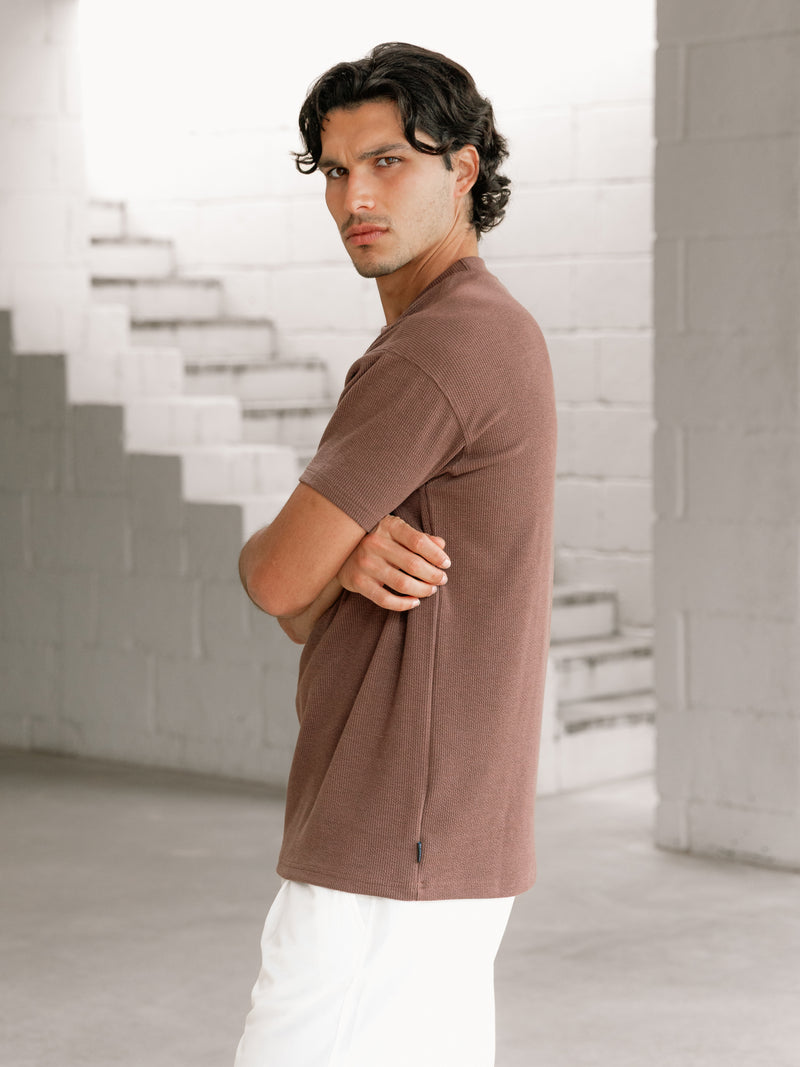 Aidan Relaxed Textured T-Shirt - Dark Brown