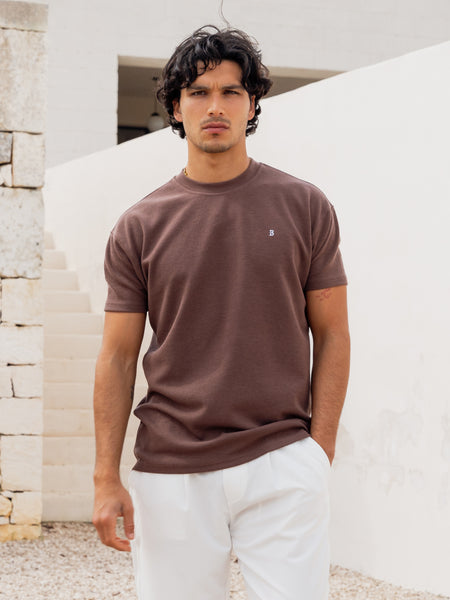 Buy Blakely Mens Dark Brown Aidan Relaxed Textured T-Shirt | Free