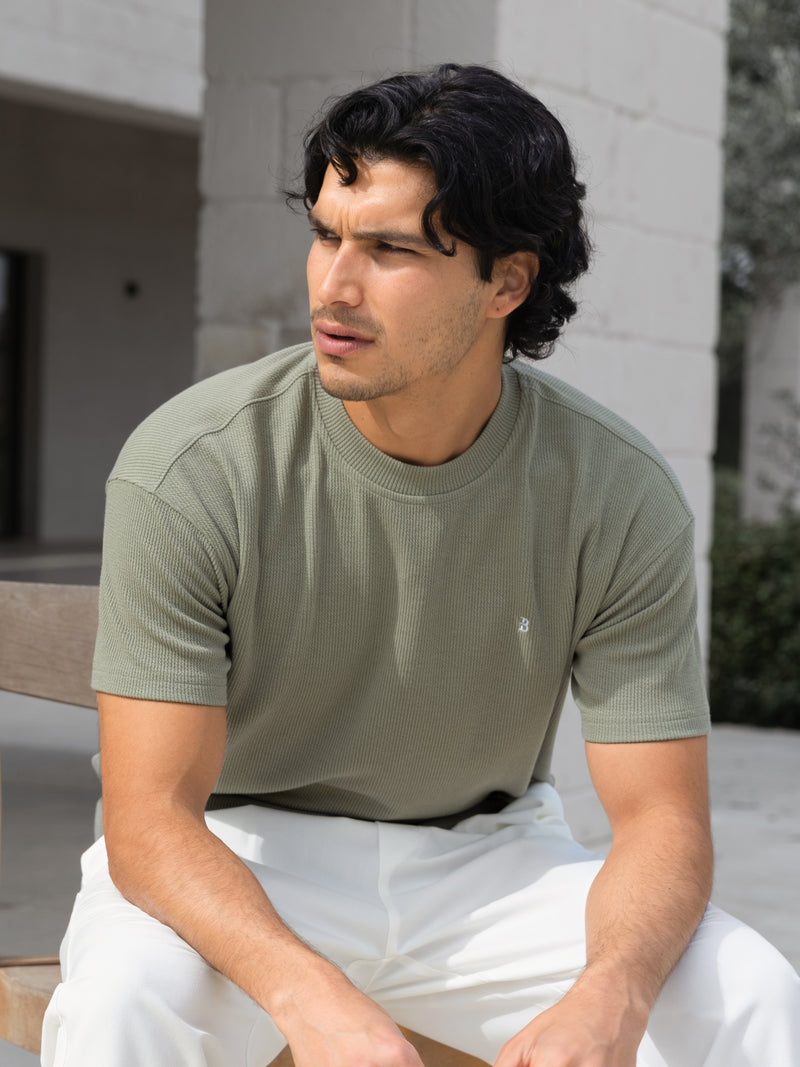 Aidan Relaxed Textured T-Shirt - Green