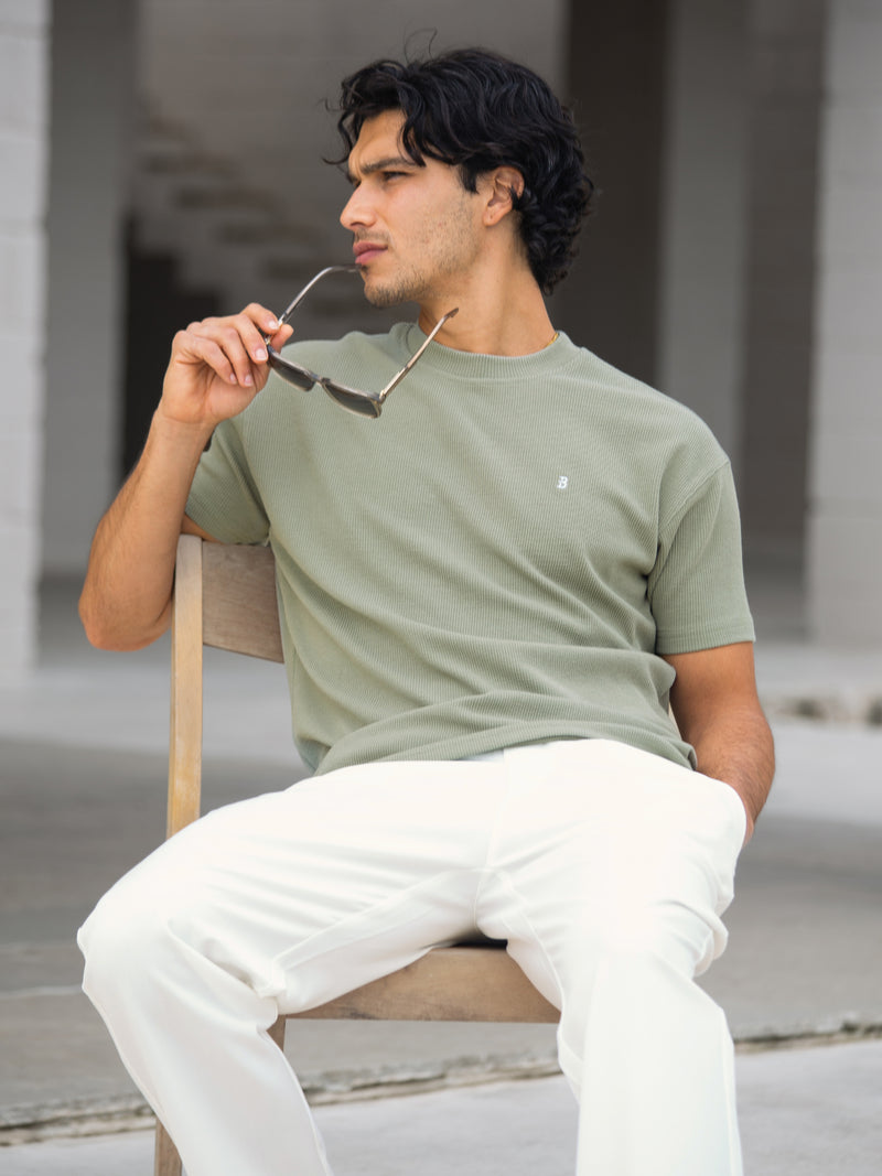 Aidan Relaxed Textured T-Shirt - Green