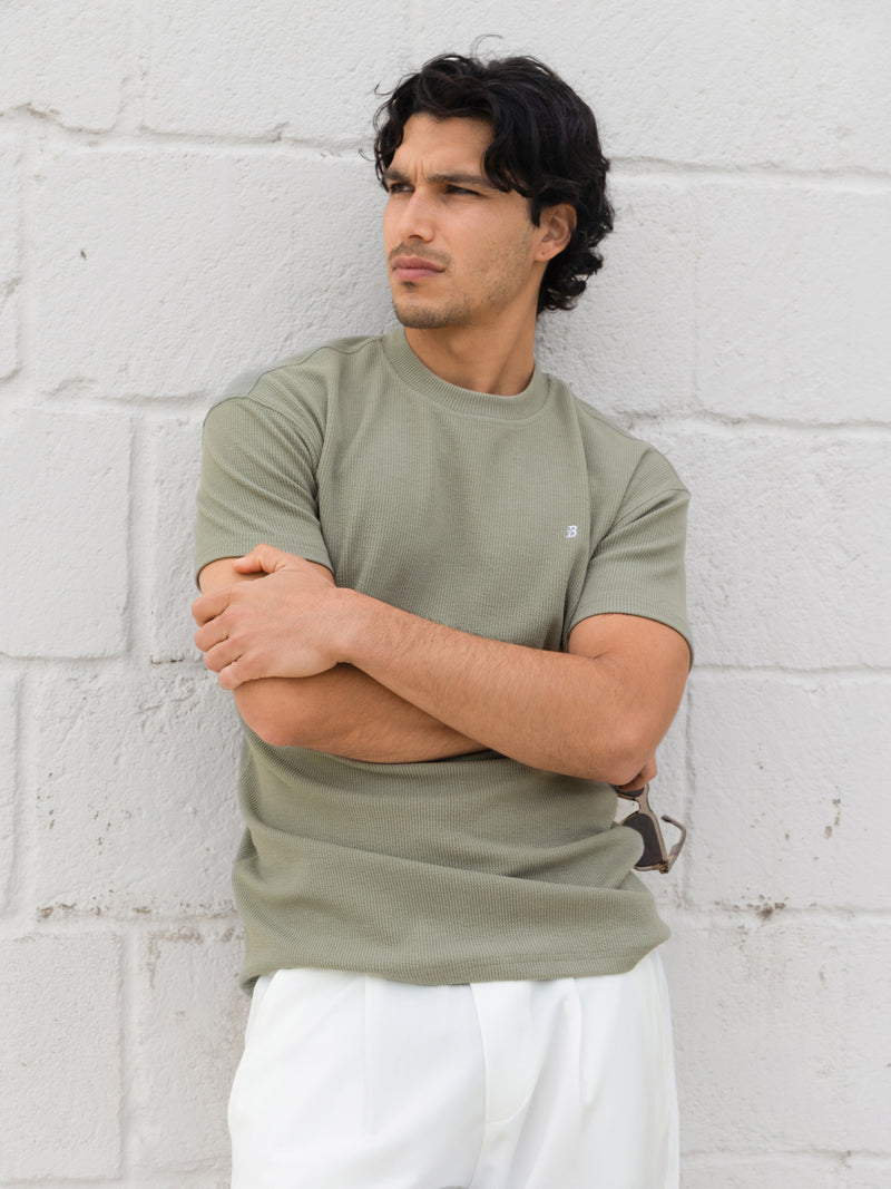 Aidan Relaxed Textured T-Shirt - Green