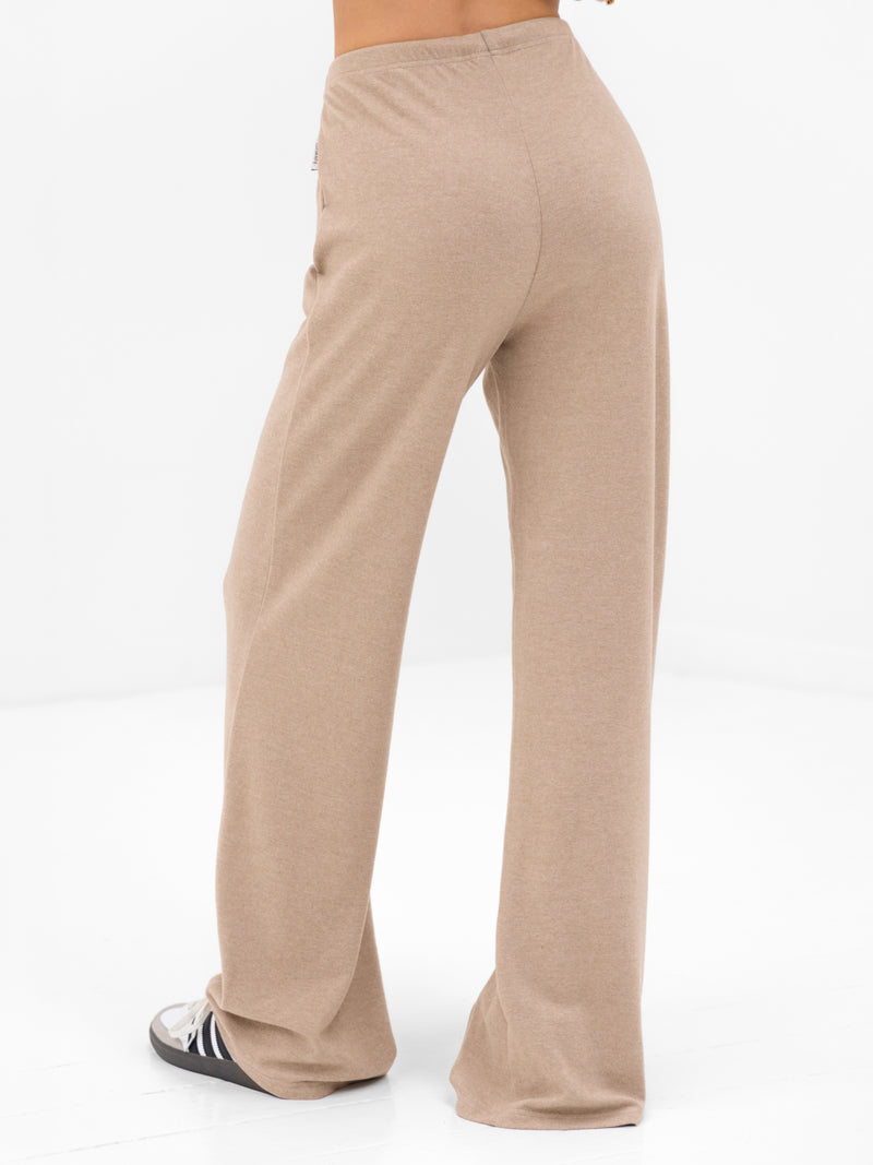 Nellie Wide Leg Trousers - Marl Beige