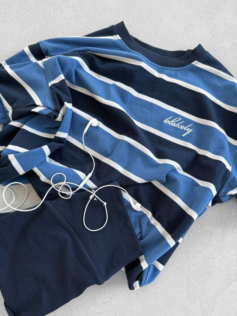 Skye Oversized Stripe T-Shirt - Blue Mix