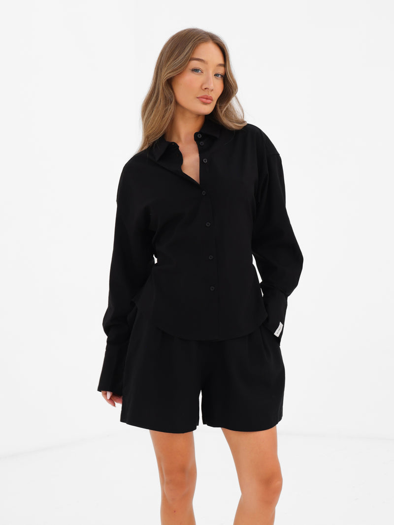 Alessia Linen Shorts - Black