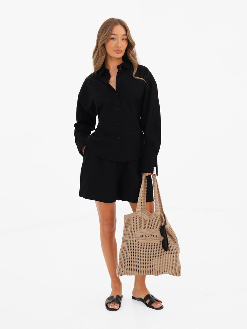 Alessia Linen Shorts - Black