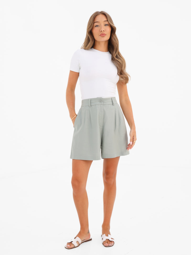 Alessia Linen Shorts - Soft Sage