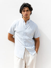Oskar Short Sleeve Stripe Shirt - Light Blue