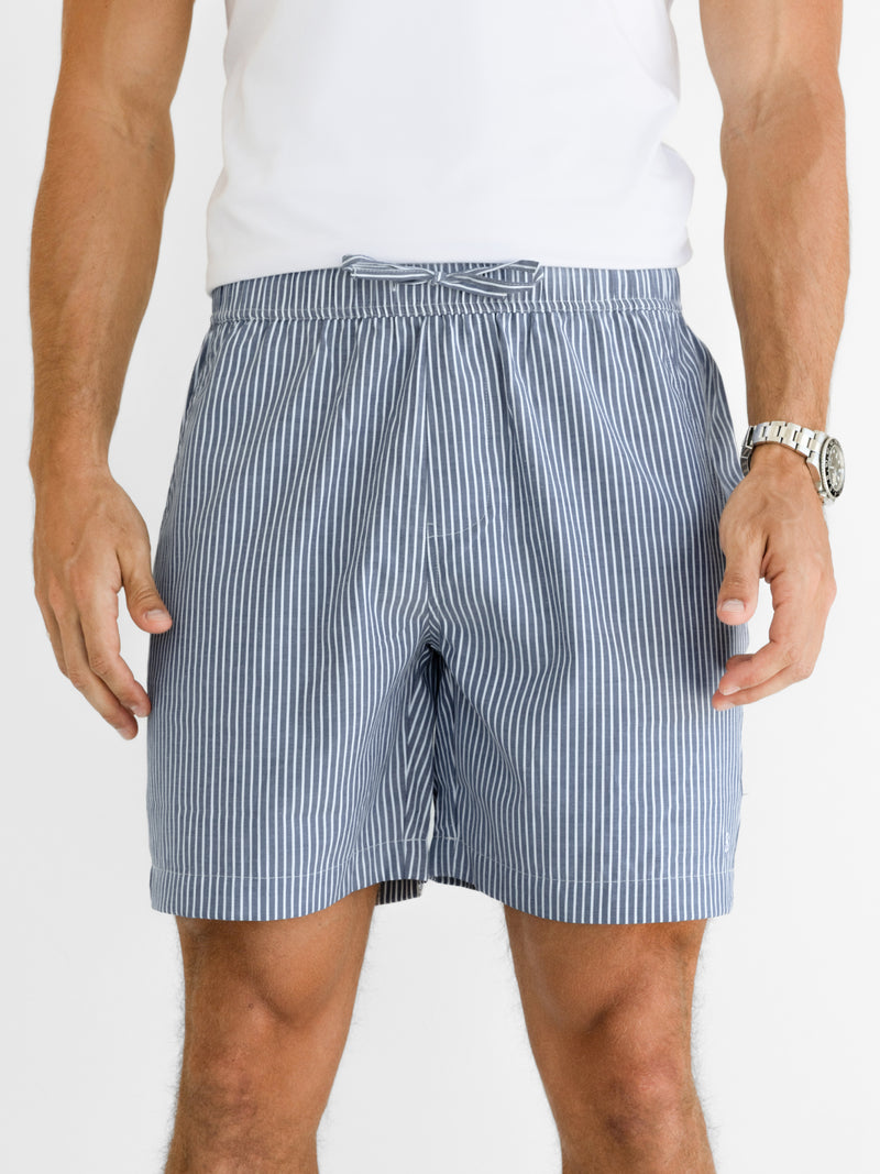 Ezra Relaxed Stripe Shorts - Navy