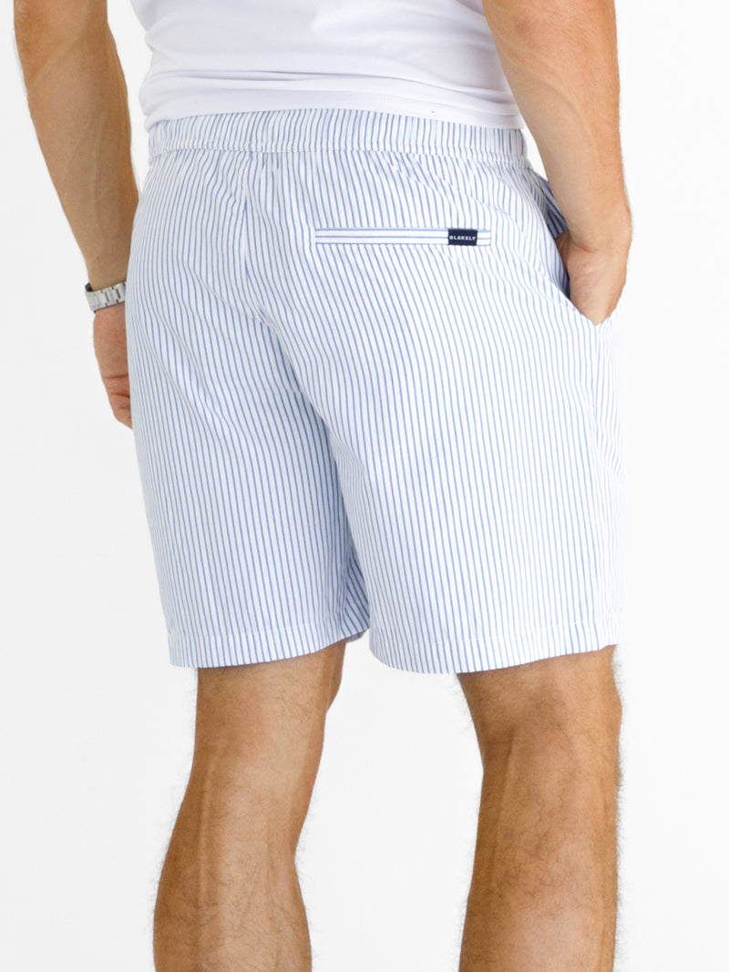 Ezra Relaxed Stripe Shorts - White & Blue