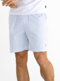 Ezra Relaxed Stripe Shorts - White & Blue