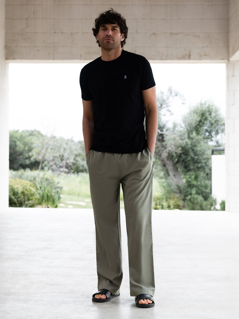 Freddie Relaxed Linen Trousers - Khaki