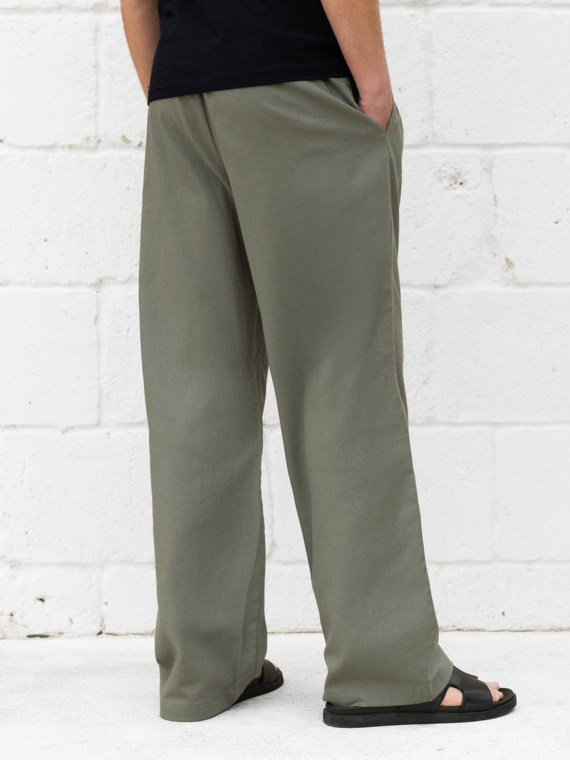 Freddie Relaxed Linen Trousers - Khaki