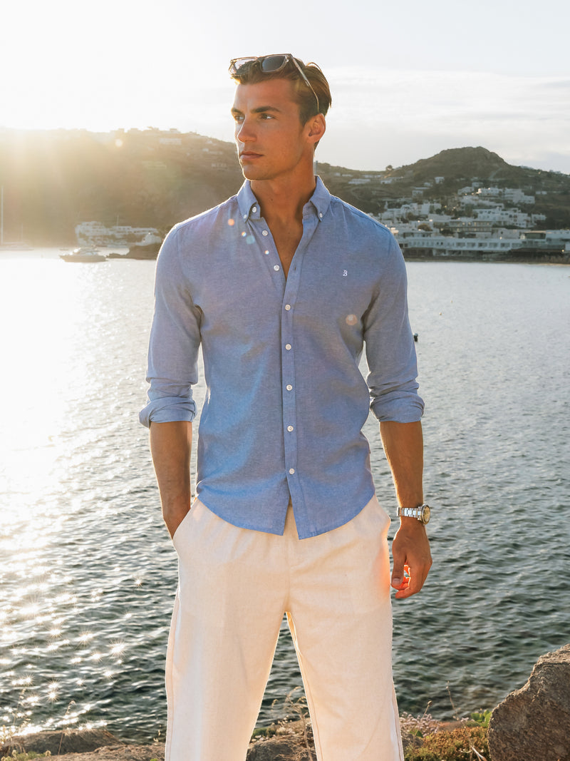 Rowan Long Sleeve Cotton Shirt - Blue