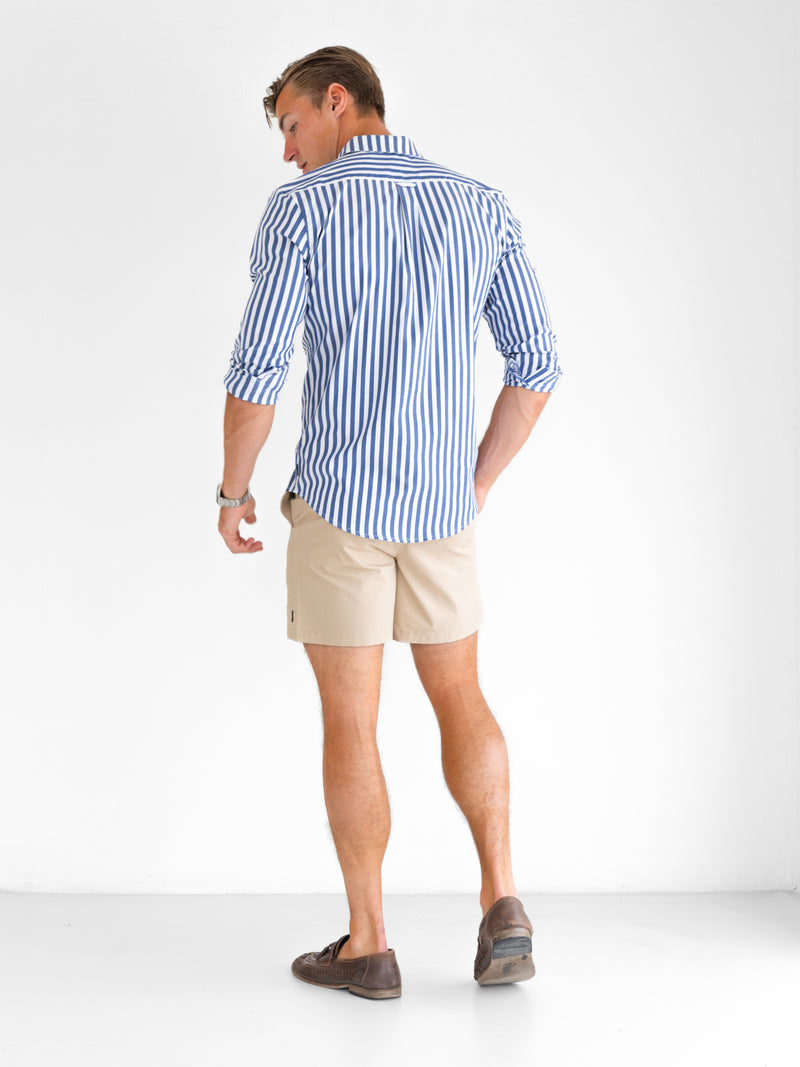 Isaac Long Sleeve Stripe Shirt - Navy