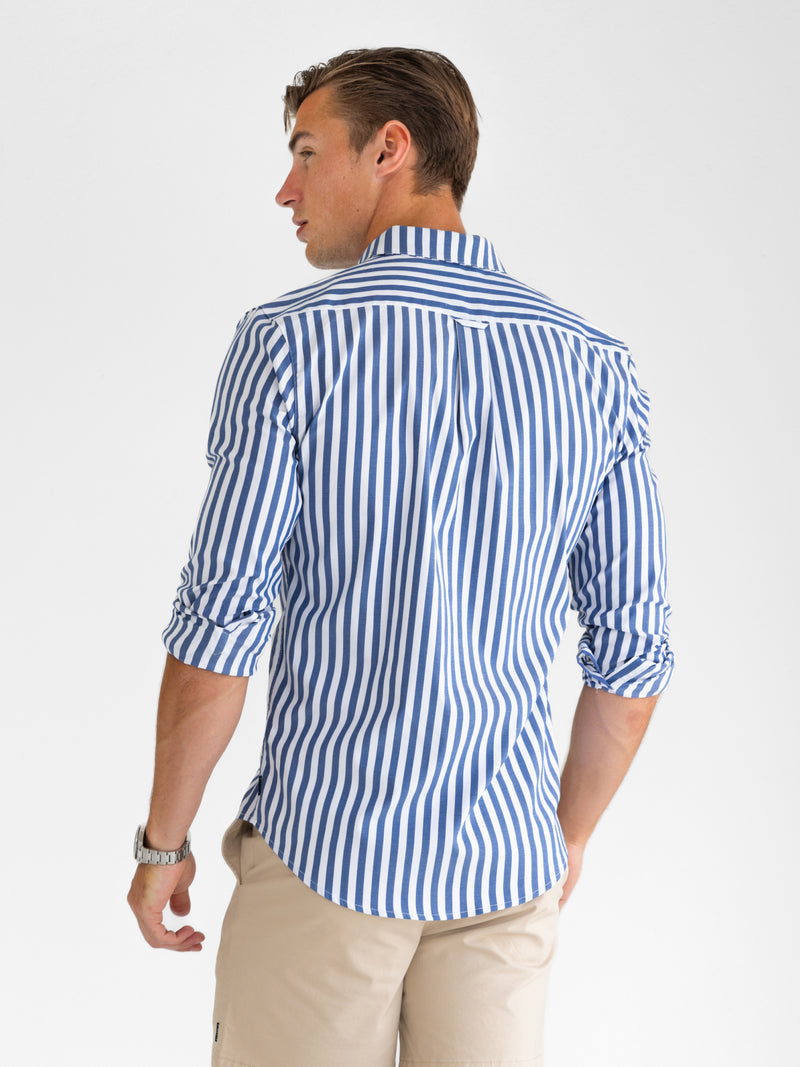 Isaac Long Sleeve Stripe Shirt - Navy