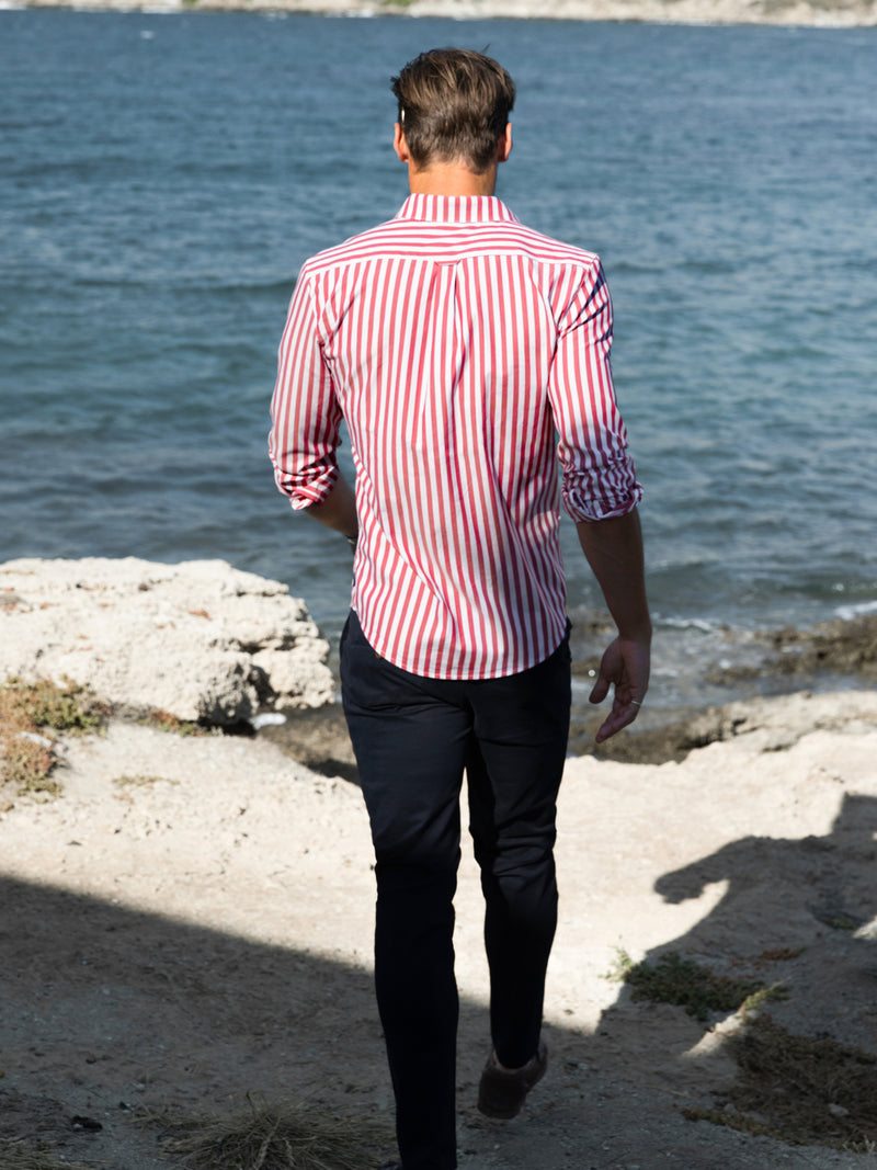 Isaac Long Sleeve Stripe Shirt - Red
