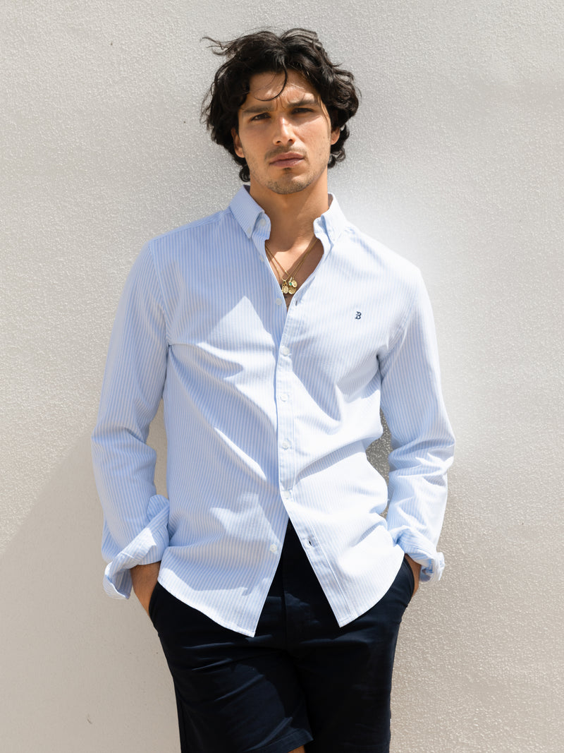 Conrad Long Sleeve Stripe Shirt - Light Blue