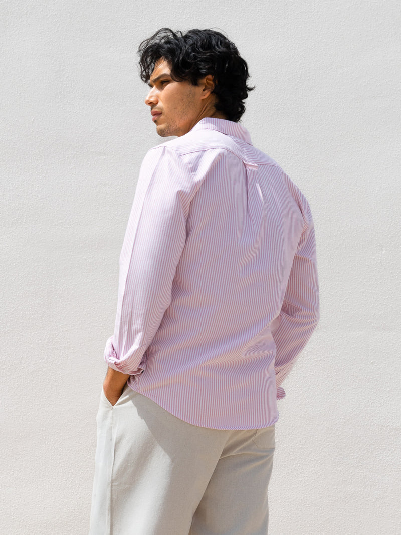 long sleeve men's pink dress shirt Buy Blakely Mens Pink Conrad Long Sleeve Stripe Shirt