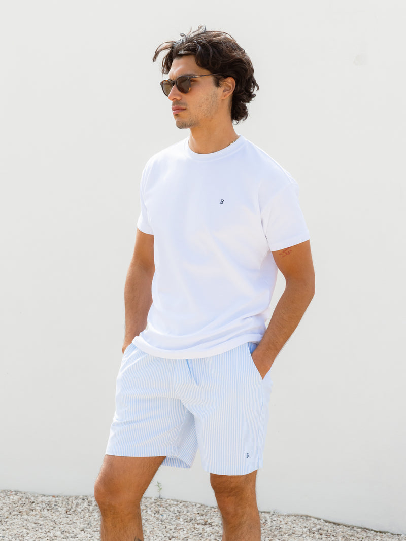Conrad Relaxed Stripe Shorts - Light Blue