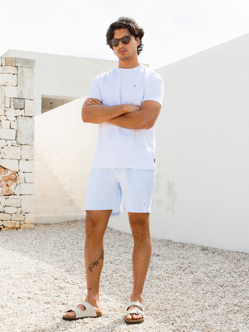 Conrad Relaxed Stripe Shorts - Light Blue