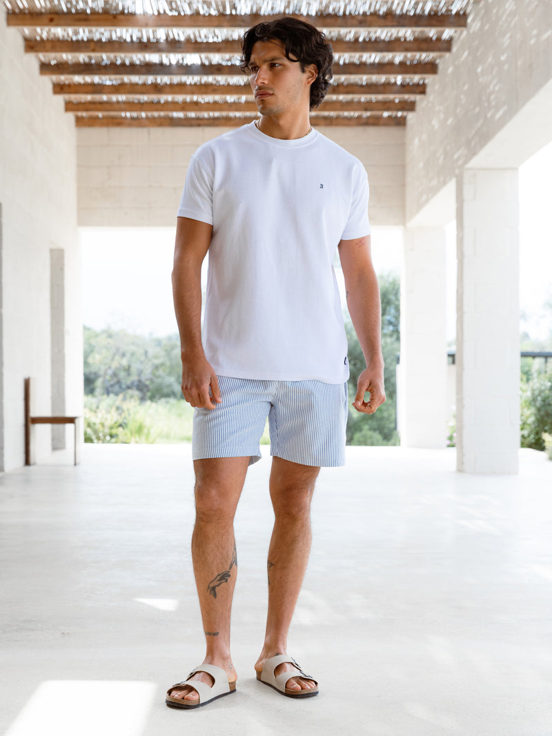 Conrad Relaxed Stripe Shorts - Navy
