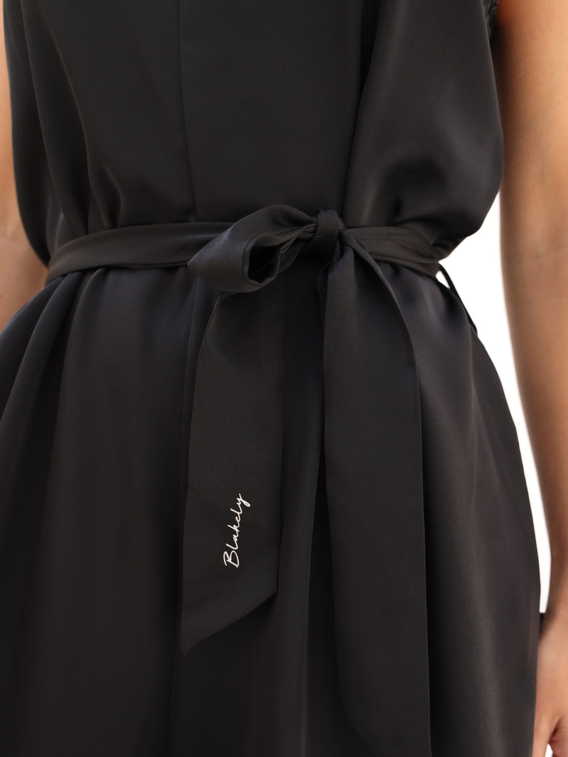 Thalia Satin Jumpsuit - Black
