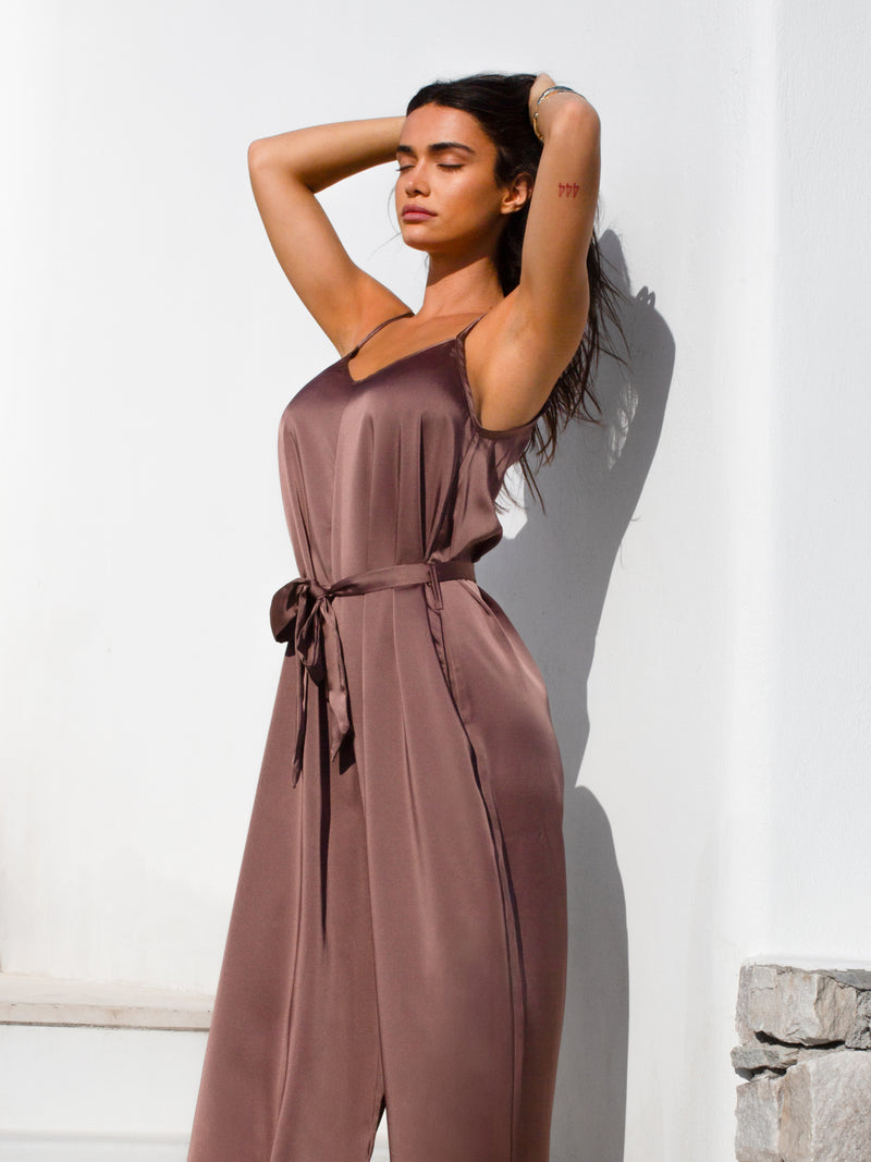 Thalia Satin Jumpsuit - Mauve