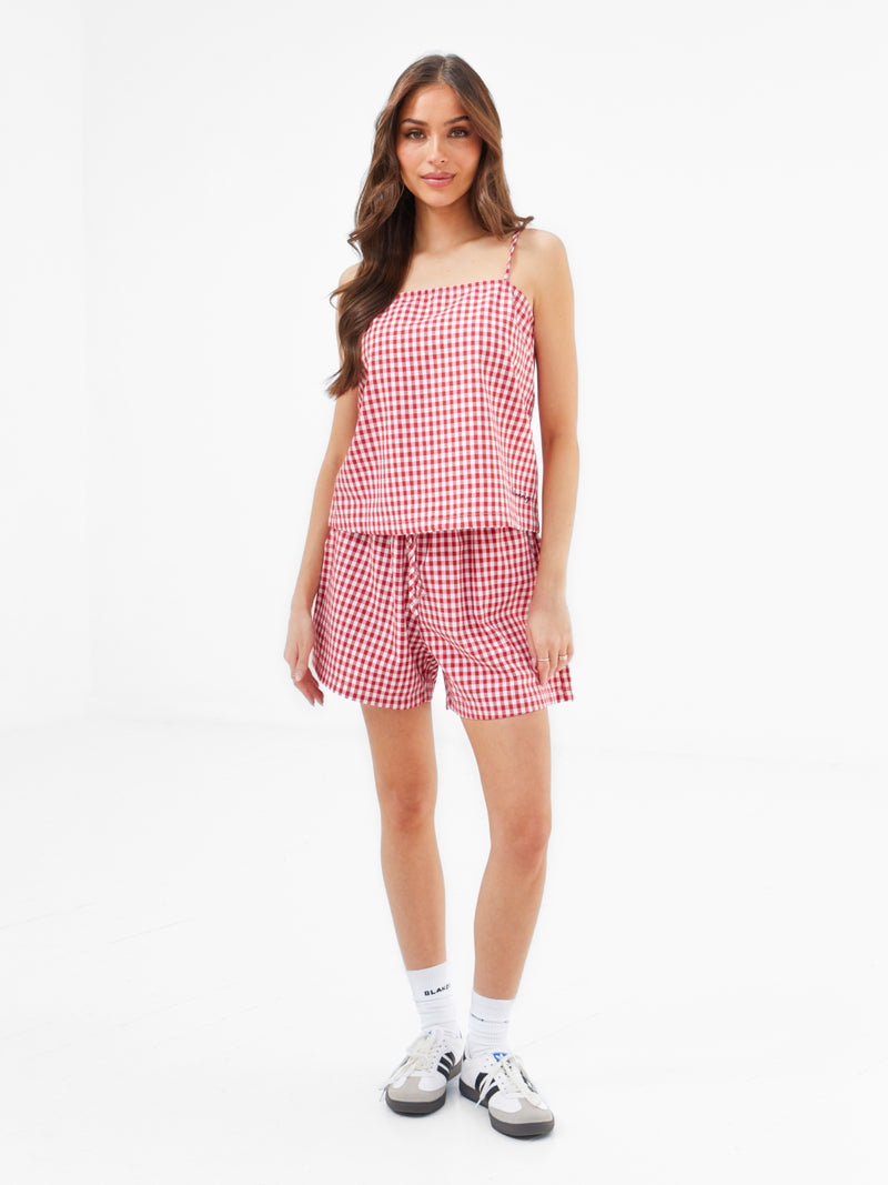 Lottie Gingham Cami Top - Red