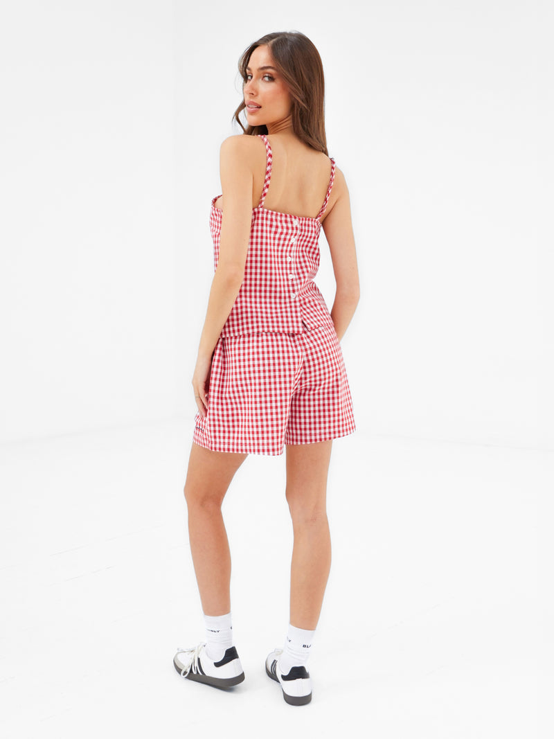 Lottie Gingham Cami Top - Red