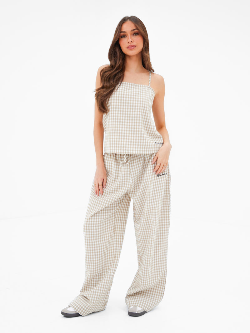 Lottie Gingham Cami Top - Tan