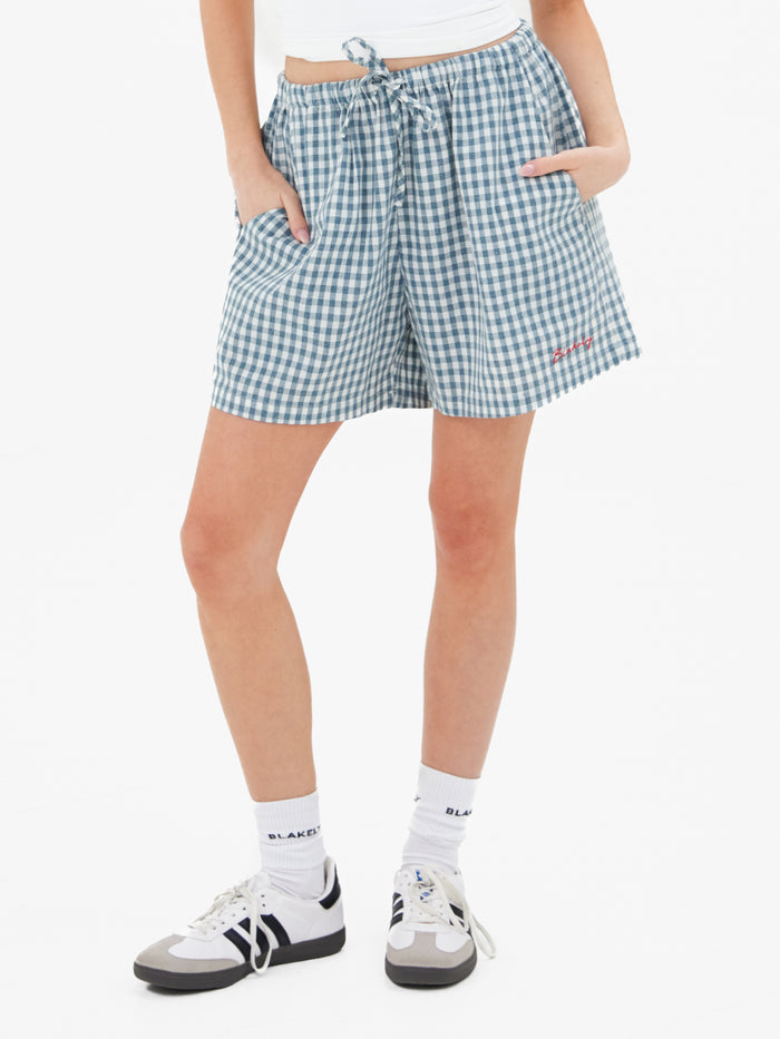 Lottie Gingham Shorts - Light Teal