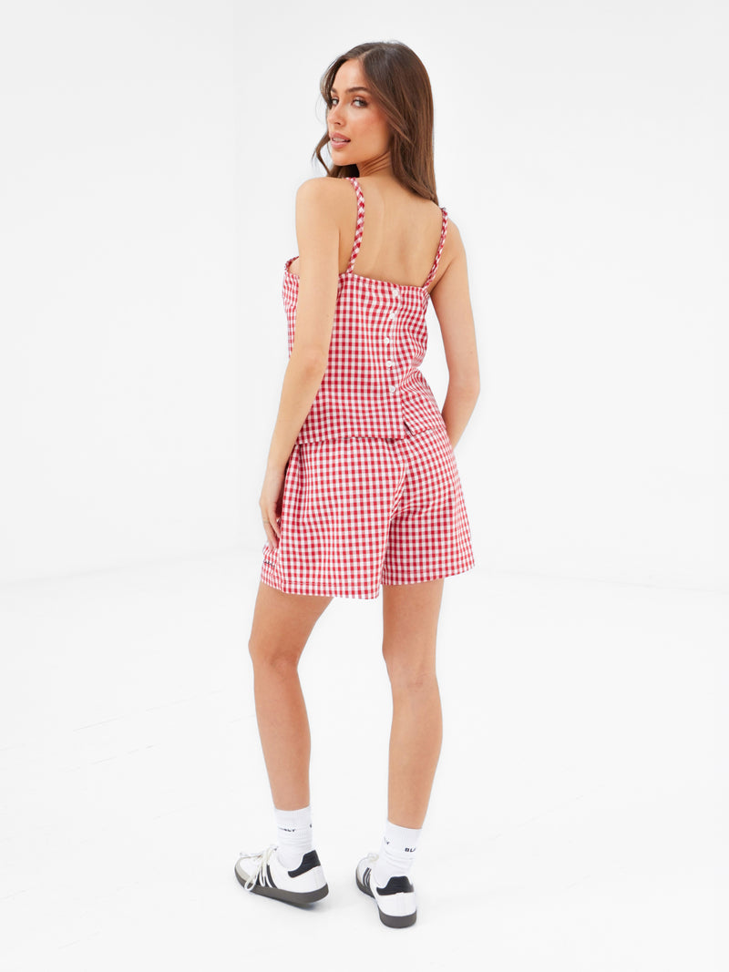 Lottie Gingham Shorts - Red