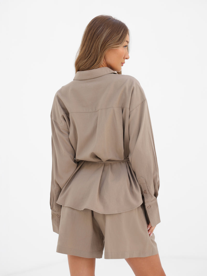 Alessia Linen Shirt - Tan