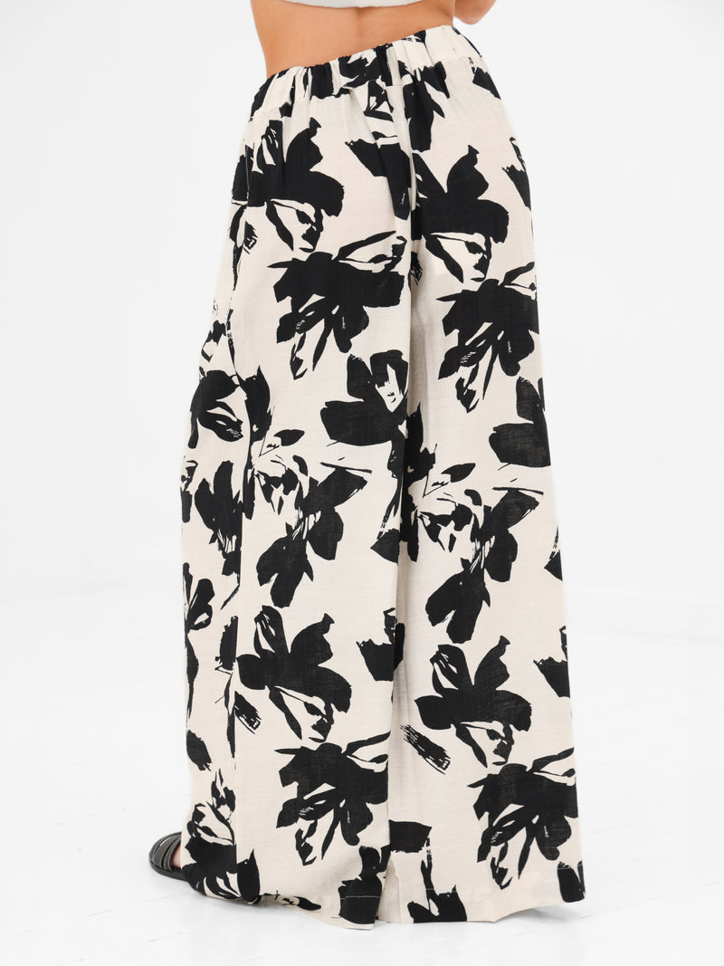 Alora Wide Leg Trousers - Black & White