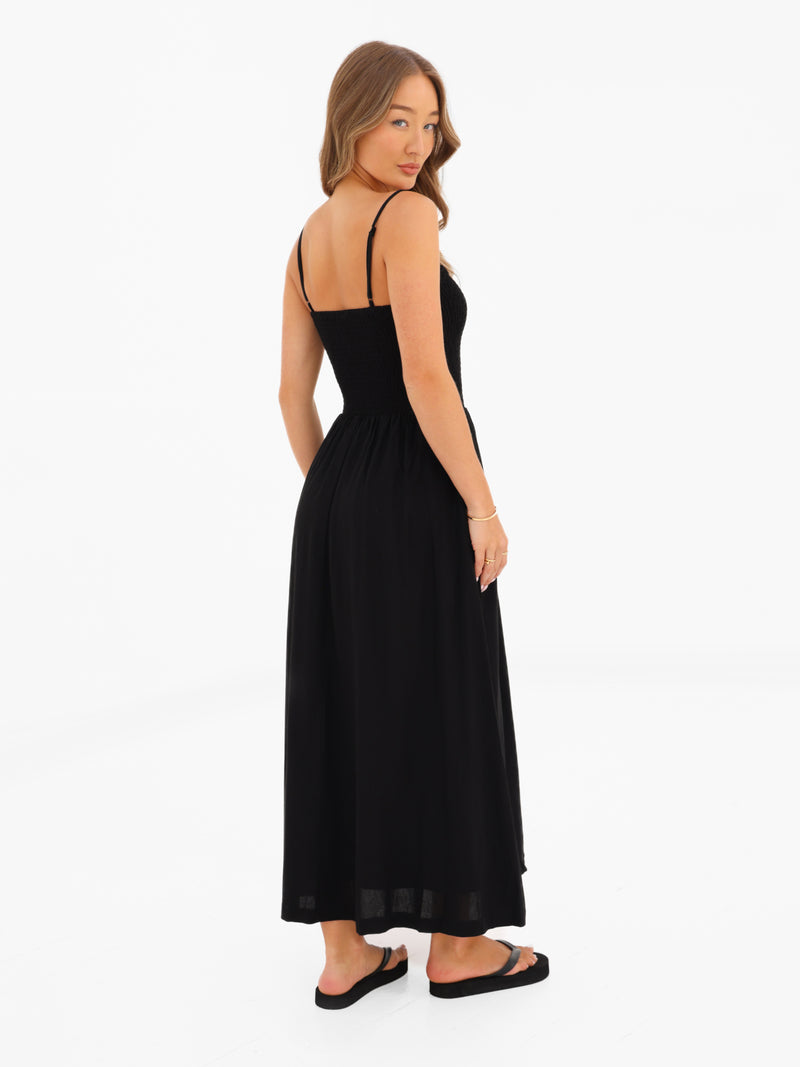 Alessia Linen Dress - Black