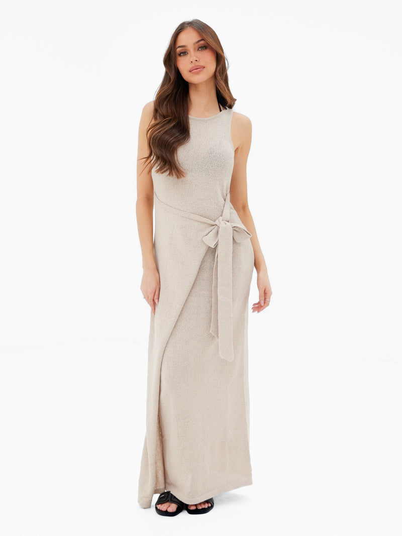 Buy Blakely Womens Taupe Mae Tied Waist Dress