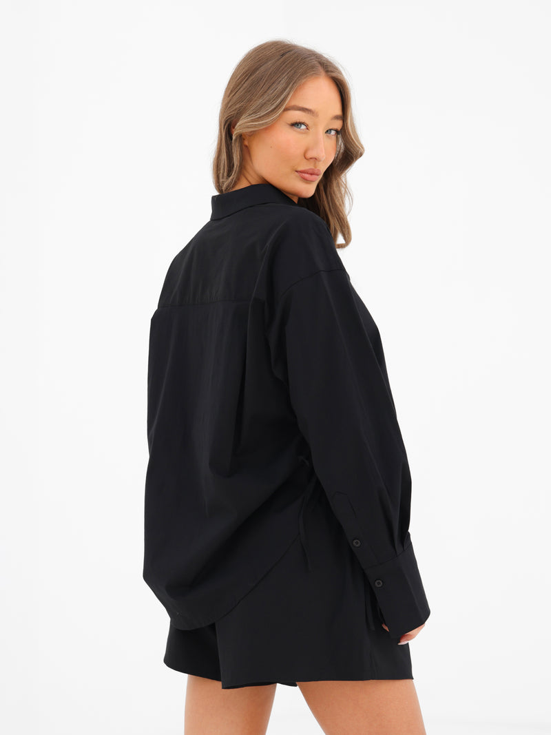 Kaia Oversized Poplin Shirt - Black