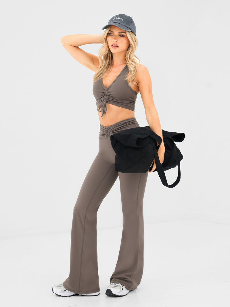 Ultimate Ruched Sports Bra - Ash Brown