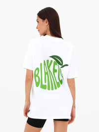 Lime Bubble Print Oversized T-Shirt - White