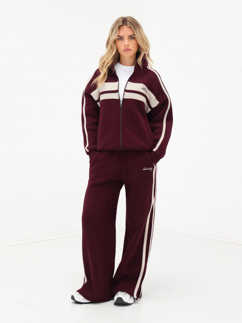 Yasmin Full Zip Sweater - Deep Burgundy