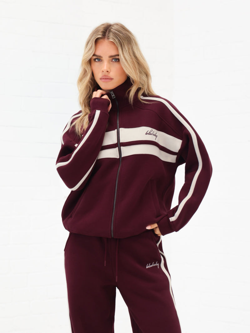 Yasmin Full Zip Sweater - Deep Burgundy