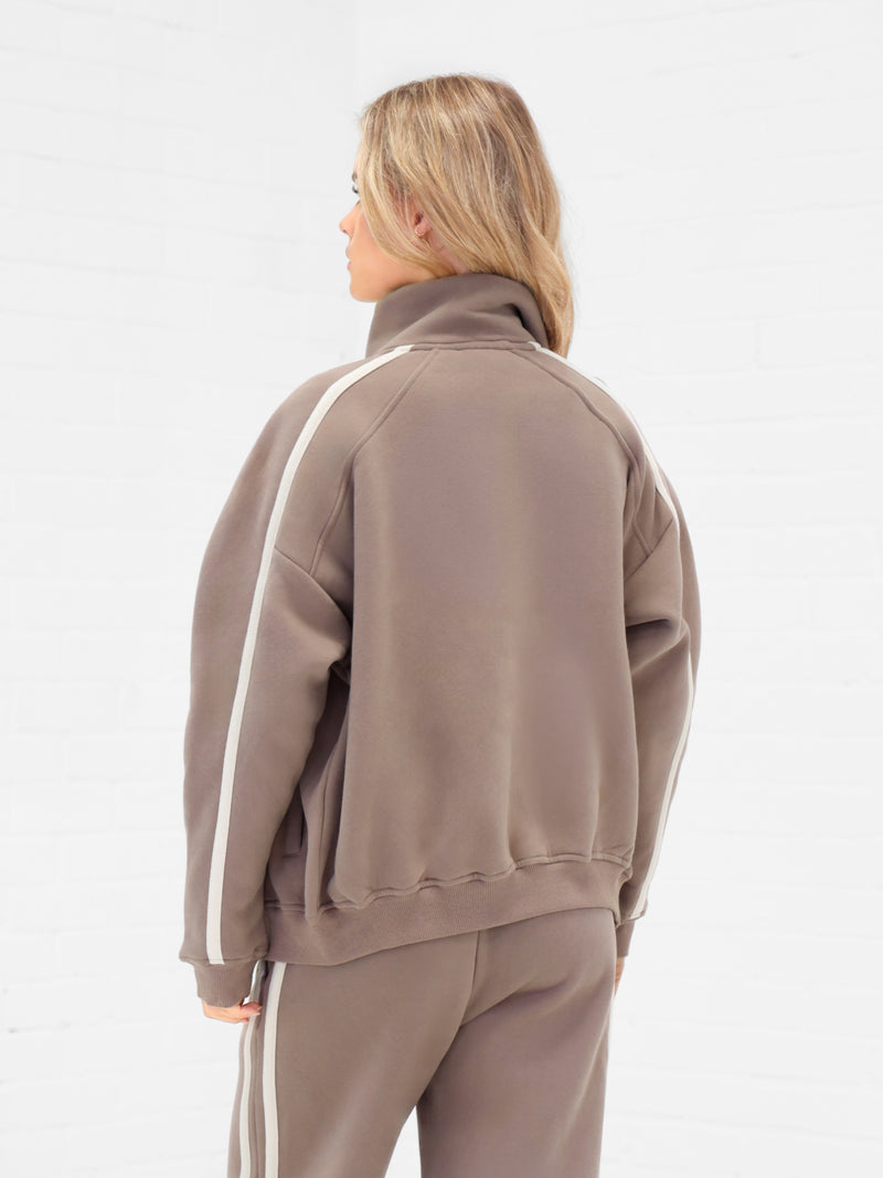 Yasmin Full Zip Sweater - Soft Brown