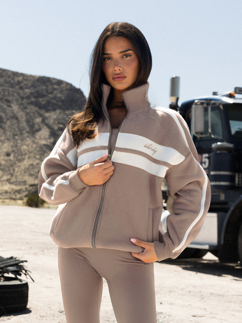 Yasmin Full Zip Sweater - Soft Brown