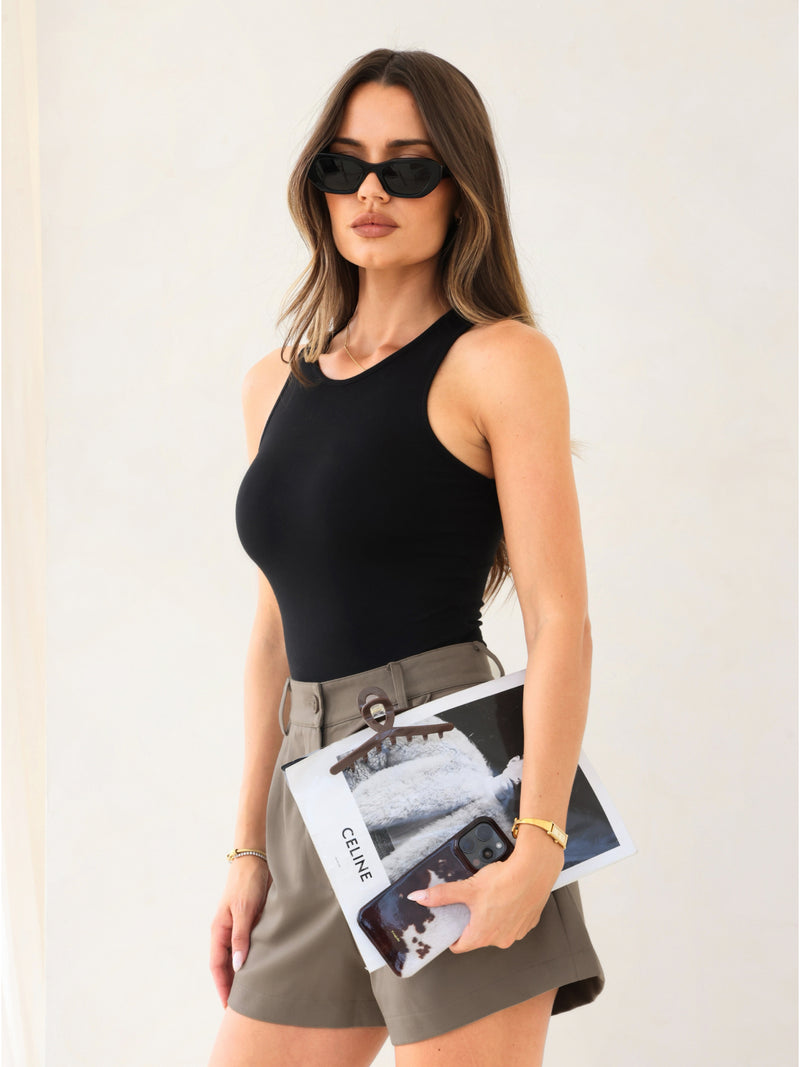 Blakely Basic Racerback Bodysuit - Black