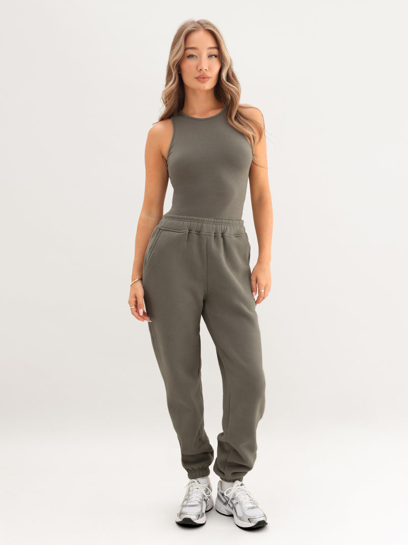 Blakely Basic Racerback Bodysuit - Safari Green