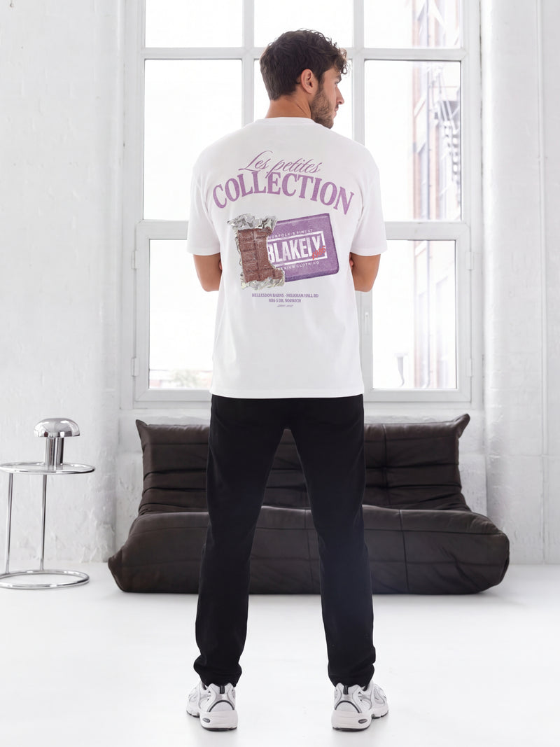 Colby Chocolate Print Relaxed T-Shirt - White & Purple