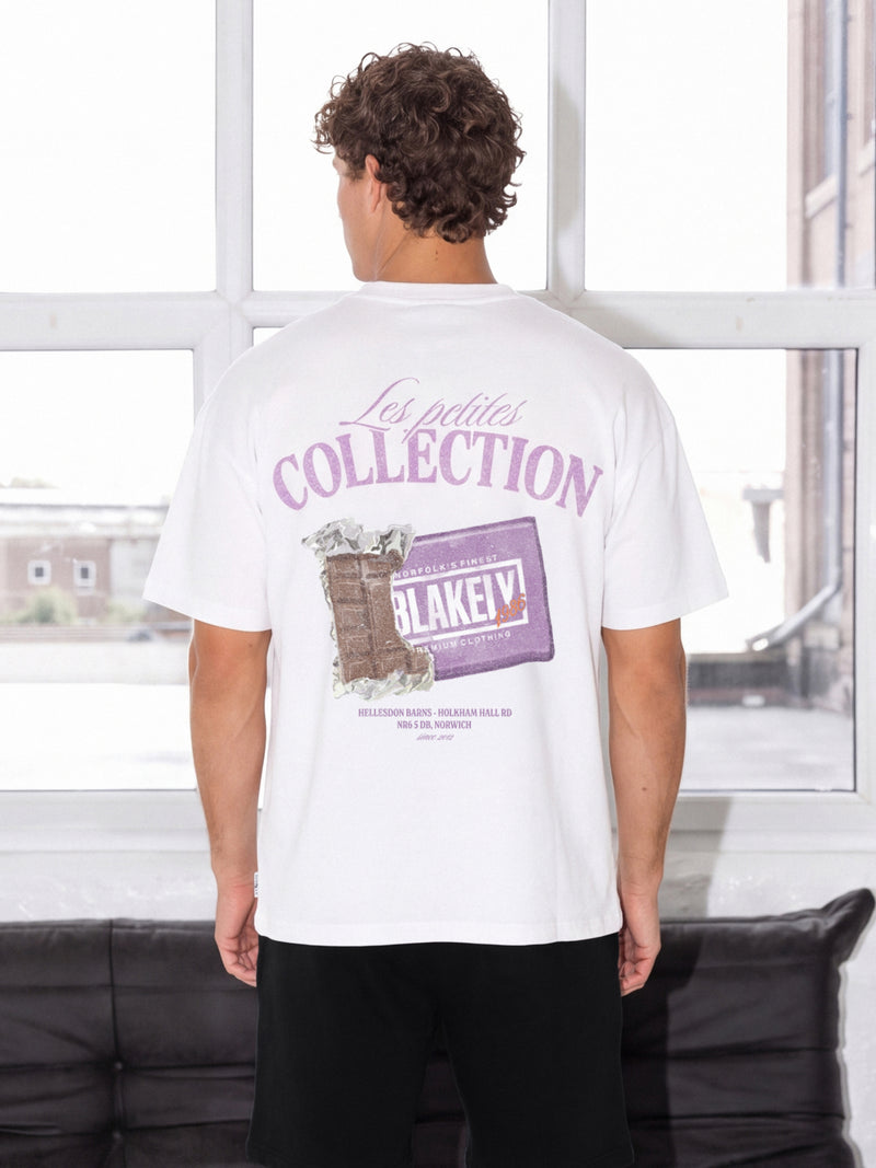 Colby Chocolate Print Relaxed T-Shirt - White & Purple